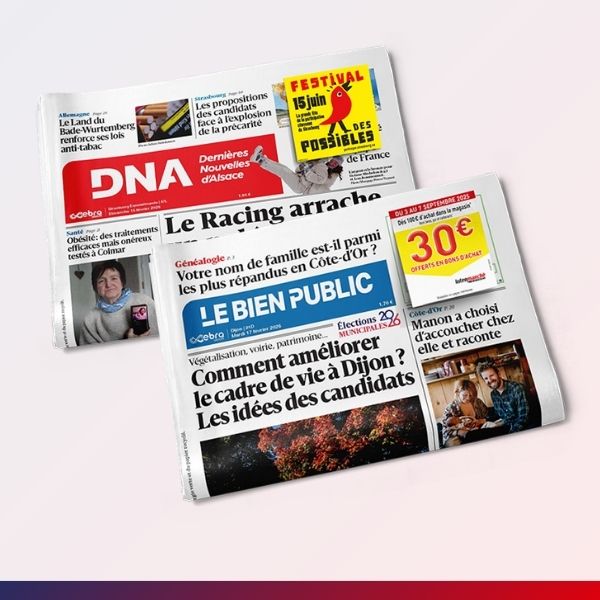 Le support autocollant, positionné en Une de nos journaux.